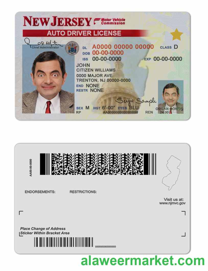 USA New Jersey driving license